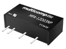 MULTICOMP PRO - MPA-12D03NP - Conv. DC/DC, montage traversant isolé, ITE & Industriel, SIP, 1 W, 2 sorties, 3.3 V