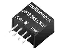 MULTICOMP PRO - MPB-24S12N2P - Conv. DC/DC, montage traversant isolé, ITE & Industriel, SIP, 1 W, 1 sortie, 12 V