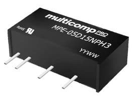 MULTICOMP PRO - MPE-05D15NPH3 - Conv. DC/DC, montage traversant isolé, ITE & Industriel, SIP, 1 W, 2 sorties, 15 V
