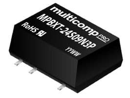 MULTICOMP PRO - MPBXT-24S09N3P - Convertisseur DC/DC cms isolé, ITE & Industriel, DIP CMS, 1 W, 1 sortie, 9 V