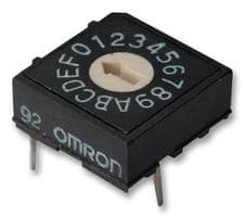OMRON ELECTRONIC COMPONENTS - A6R-162RF - Commutateur codé rotatif, A6R Series, Traversant, 16 Positions, 24 VDC, Hexadécimale, 25 mA