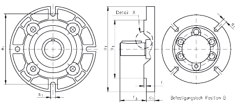 Output flange for helical geared motor HR/I gearbox size 50/2, 50/3 and 60/3 diameter 200mm overall height 16,5mm