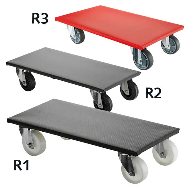 Universal roller R1 Plate size 350 x 600 Plastic wheel Load capacity 500kg