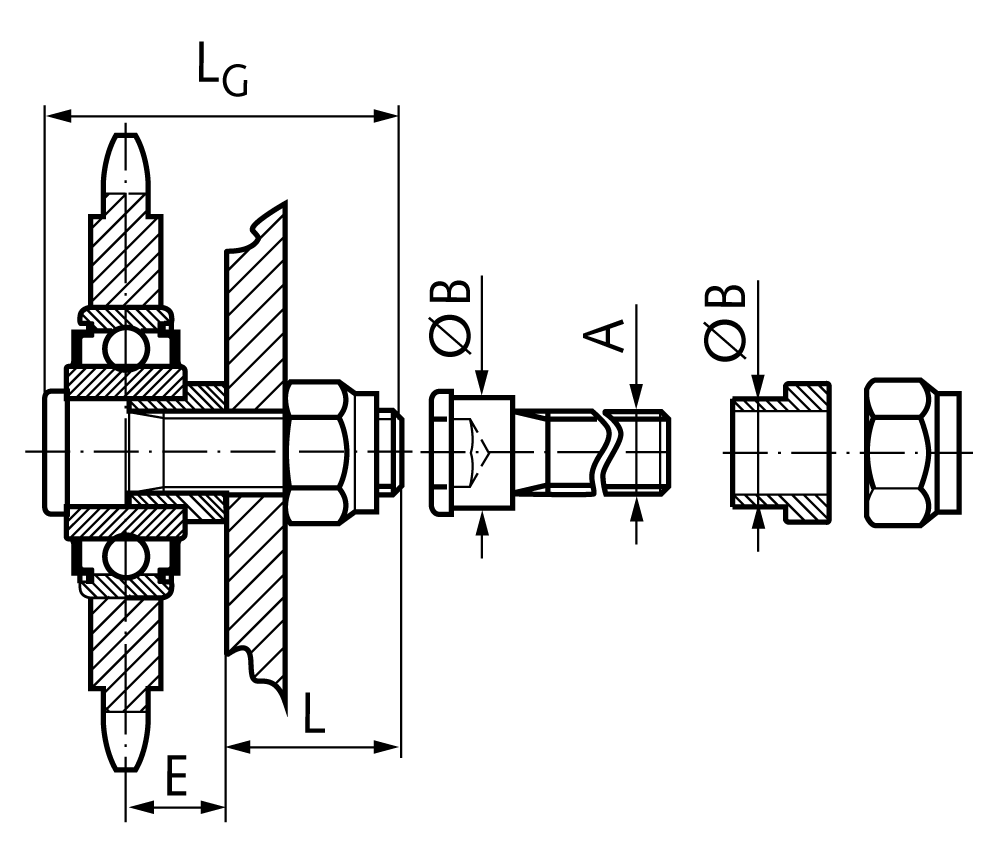 Mounting screw for chain tensioning wheels 140008xx and 14000900