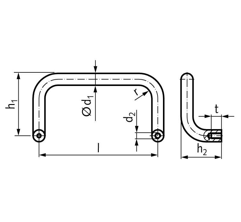 Cabinet U handle 426.1 length 200mm material aluminium plastic coated