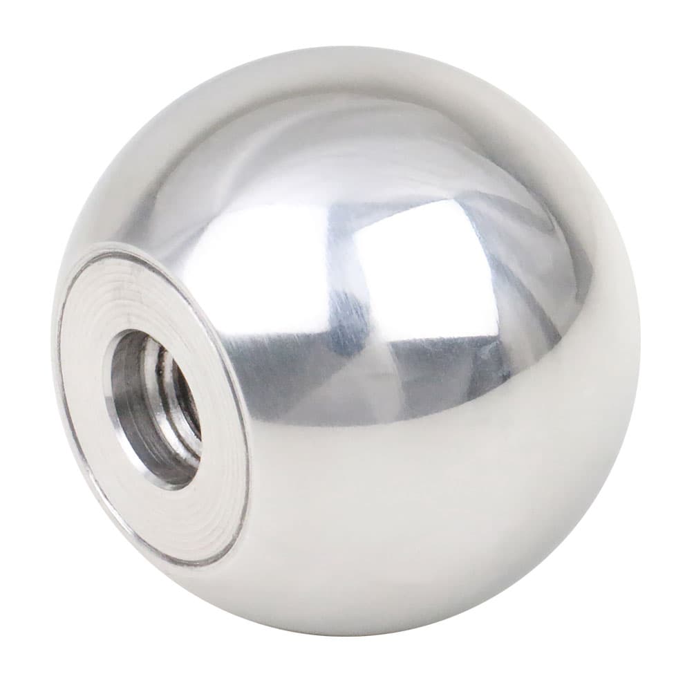 Ball knob DIN 319 version C aluminium polished diameter 50mm thread M12