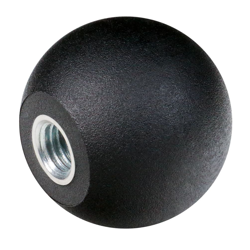 Ball knob DIN 319 version E thermoplast PA6GV with threaded bush from steel diameter 20mm M6