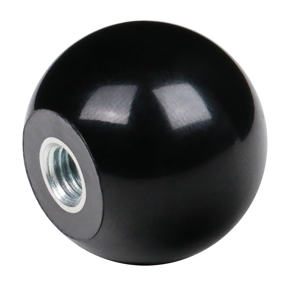 Ball knob DIN 319 version E duroplast PF 31 with threaded bush from steel diameter 50mm M12