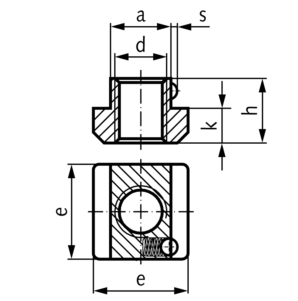Nut DIN 508 with ball for T-slot 14mm DIN 650 thread M12 quality 10