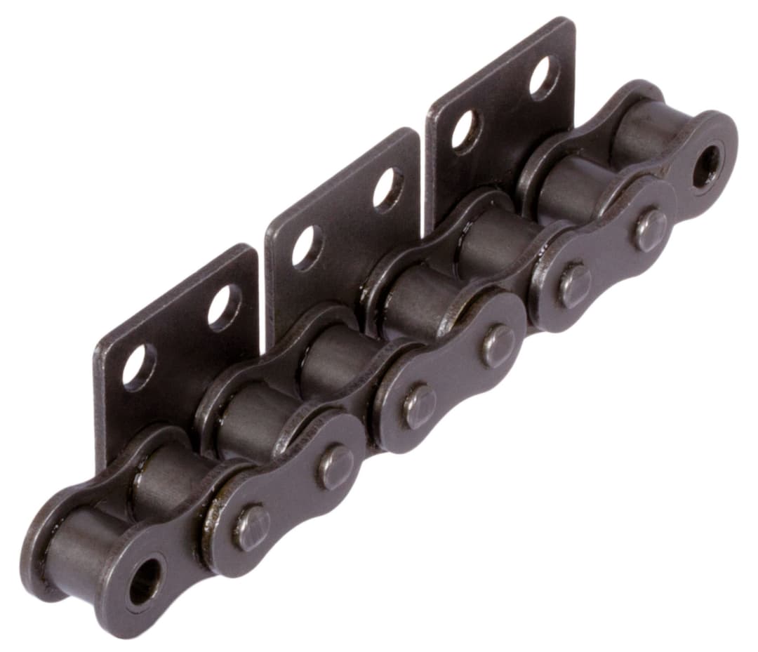 Roller chain with straight attachments 06 B-1-M2, 2xp attachments wide version on one side