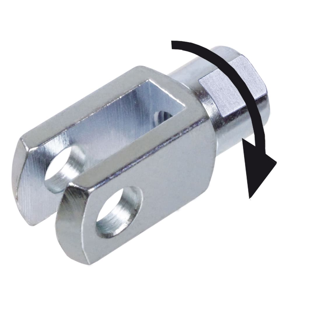 Clevis GD with rotating shaft similar DIN 71752 size 8×32 right handed steel zinc-plated