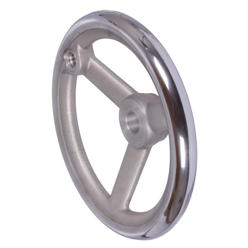 Spoked handwheel DIN 950 made of aluminium 3 spokes version B/G diameter 100mm with thread hole for machine handle