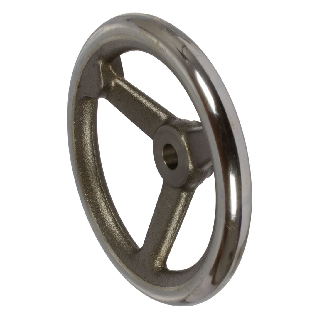 Spoked handwheel DIN 950 cast iron 3 spokes rim turned and polished version B/A diameter 80mm