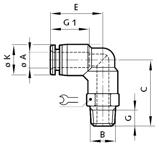 Swivel elbow adaptor tube outer diameter 6mm, thread R1/8