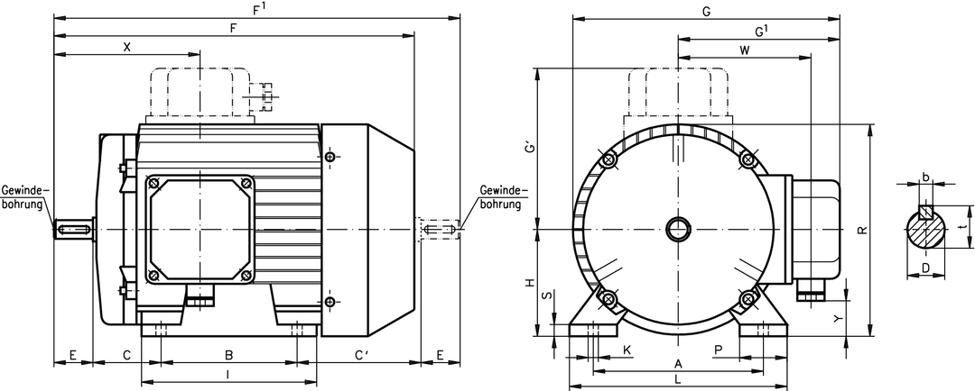 Standard three phase motor SM/I 230/400V 50Hz 0.75kW ca. 2890 rpm size 80 model B3 efficiency class IE3 (For operating instructions please visit the download area of our website www.maedler.de)
