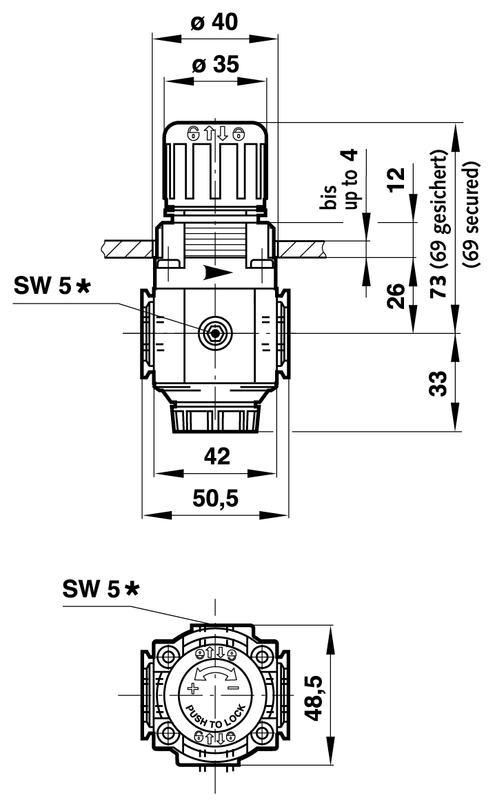 Regulator relieving, port G1/4