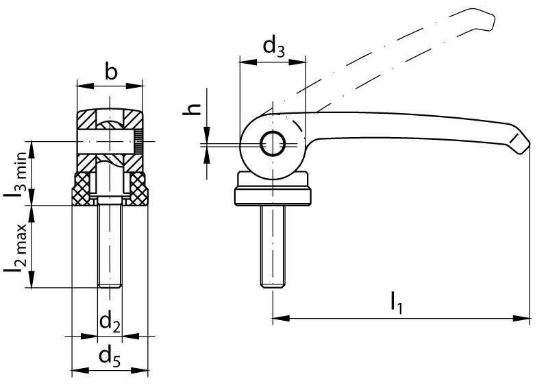 Eccentric clamp 927 Version B external thread M8 x 35