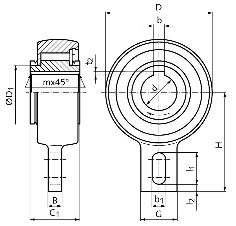 Integrated freewheel BSEU40-40 European type inner diameter 40mm outer diameter 118mm width 55mm with keyway at inner ring
