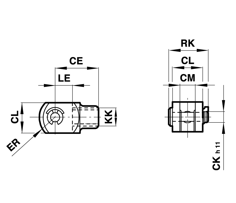 Fork head for cylinder diameter 40mm M12x1,25