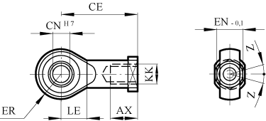 Rod end with ball joint for cylinder diameter 80mm thread M20x1,5