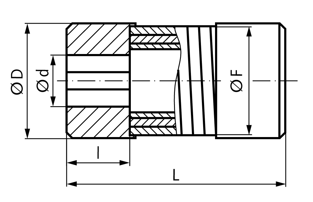 Flexible coupling EL size 14 nominal torque 10Nm double-length version pilot bore length 70mm outer diameter 30mm