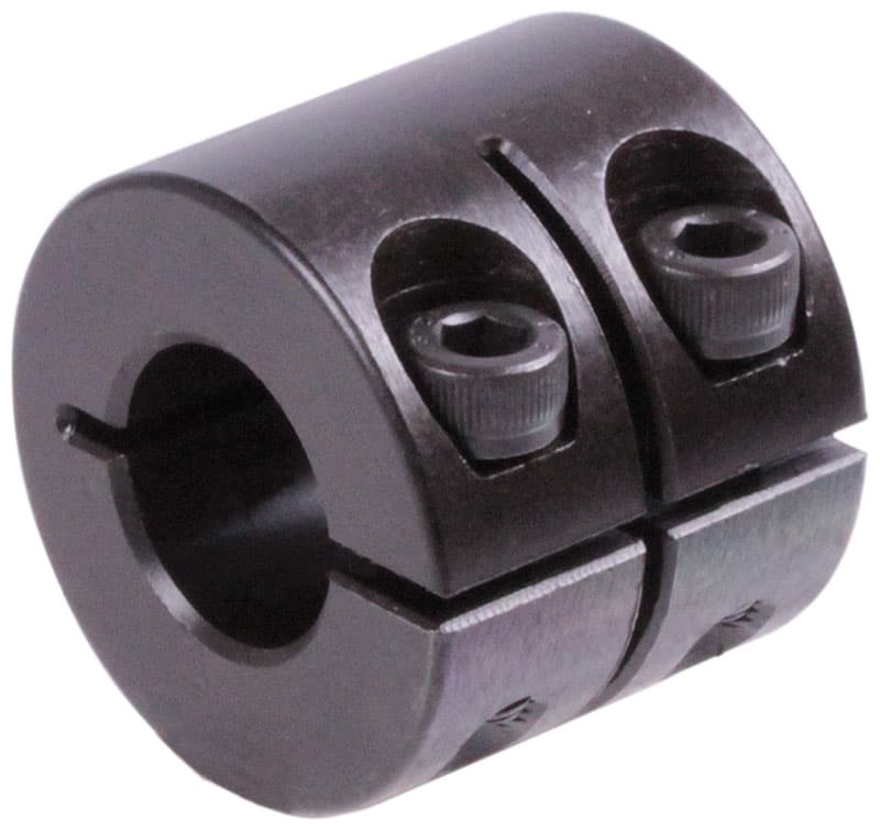 Clamp collar single-split double wide steel C45 black oxide finished bore 6mm with bolt DIN 912 12.9
