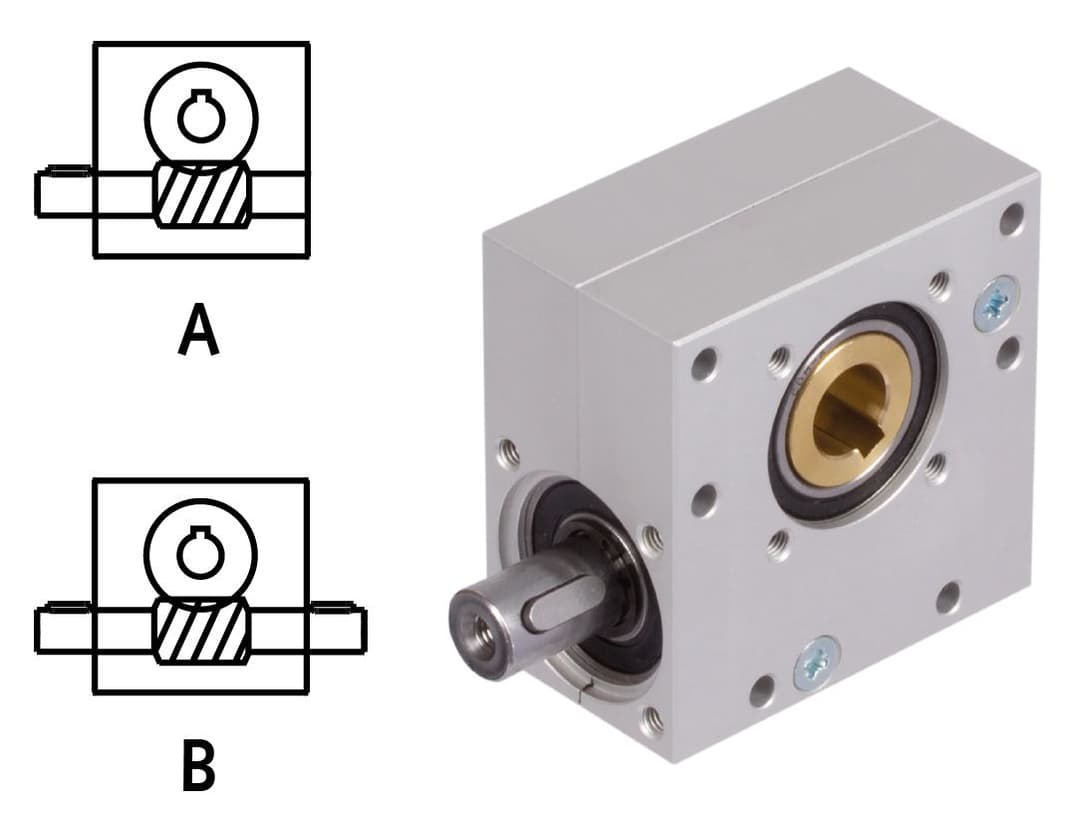Worm gear unit KES 20 version B center distance 20mm ratio 30:1 output hollow shaft 12mm