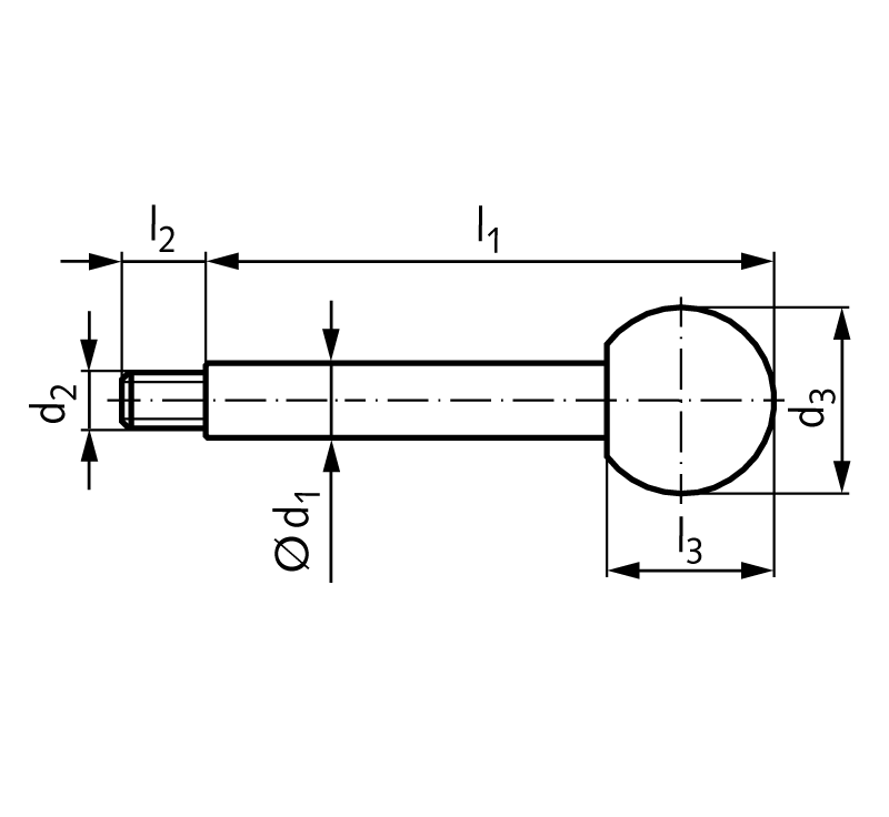 Gear lever handle 209 with ball knob M10 l1 160mm steel zinc plated