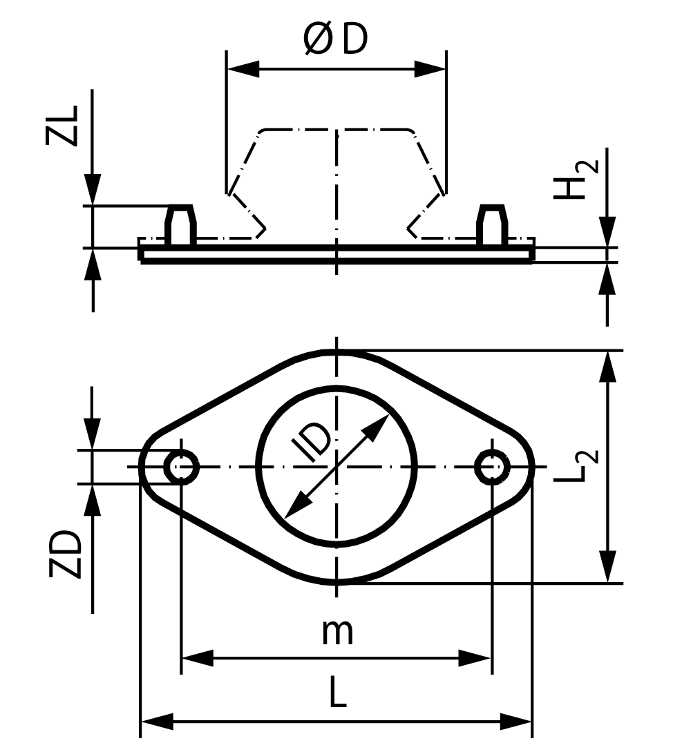 Rubber pad for machine feet oval L=188mm