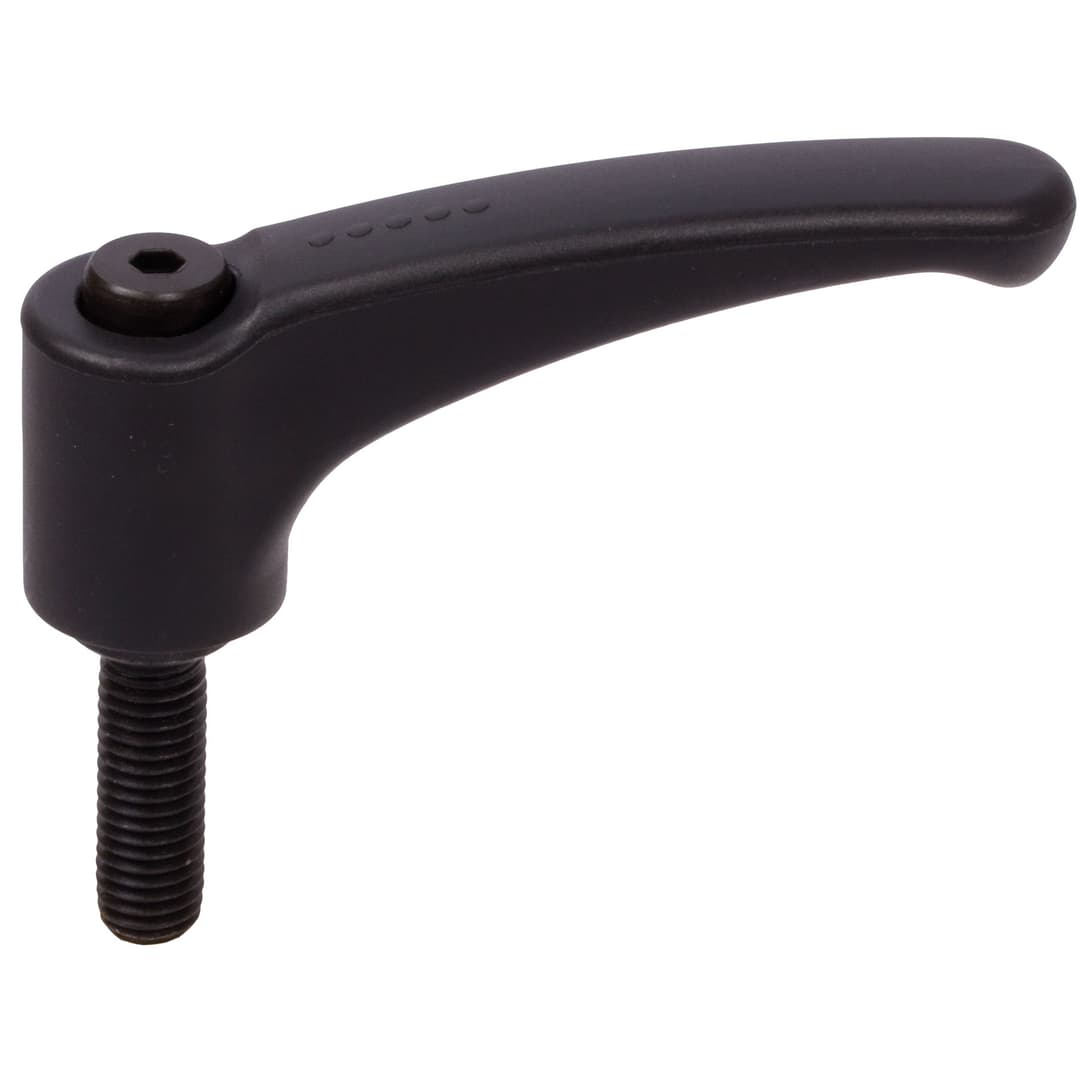 Adjustable clamping lever 355 version G with external thread M12 x 63mm lever length L1 = 95mm polyamide black-grey