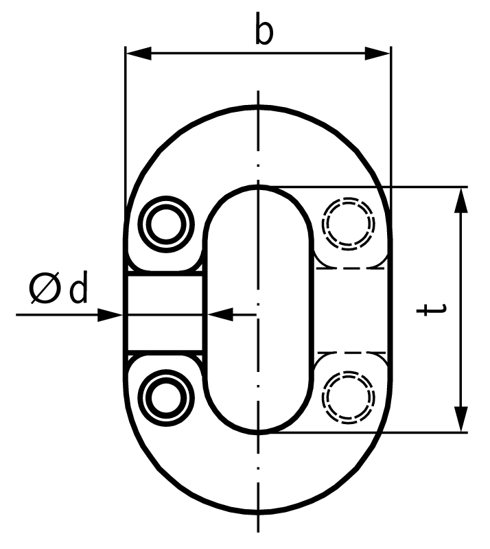 Spare chain link RN for chain DIN 766A material 1.4401 (AISI316) diameter 6 mm