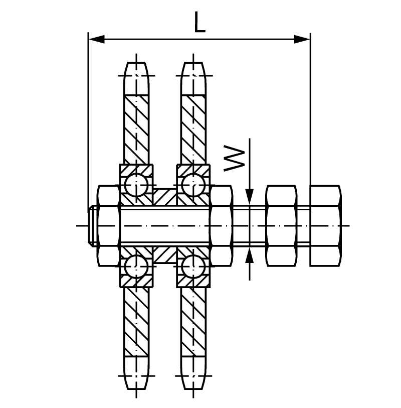 Sprocket set for chain tensioners, double 06 B-2 3/8″ x 7/32″ Z=15 stainless steel