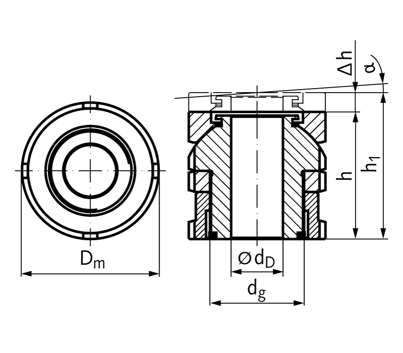 Ball head precision levelling adjuster with locknut MN 686.7 20-9.0