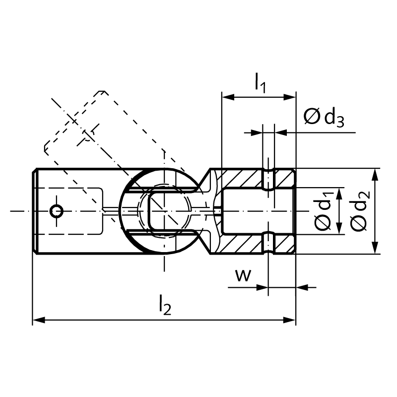 Ball joint GF bore 12mm total length 61mm outer diameter 20mm material: plastic
