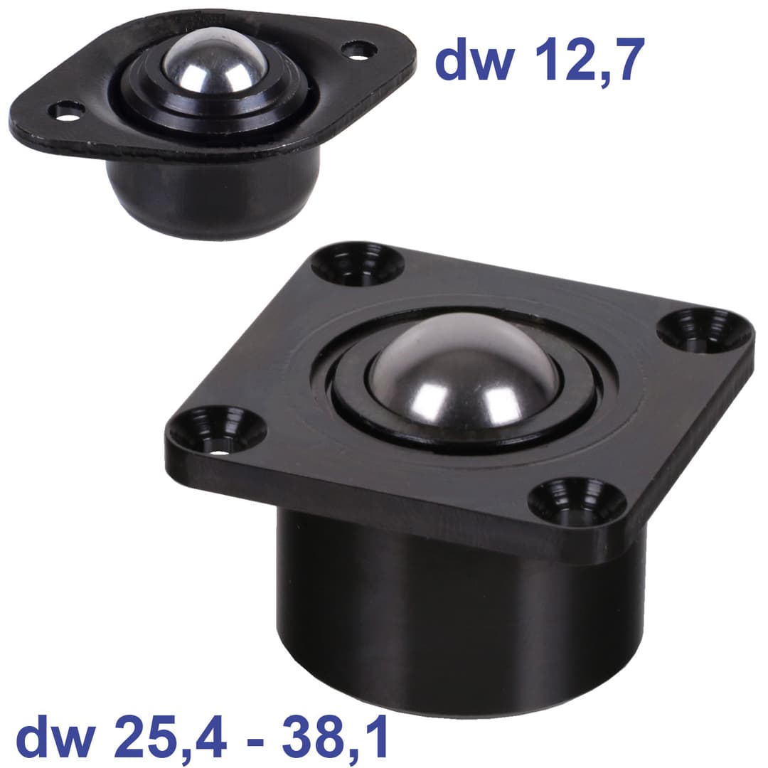 Ball transfer unit 384 size 12,7 total height 22,2mm housing steel with KTL “anti-oxide” electrophoretic coating