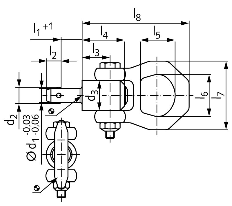 Lifting pin self-locking bolt diameter 10mm l1=50mm