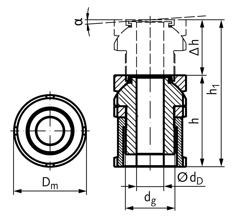 Ball head precision levelling adjuster with locknut MN 686.9 60-33.0