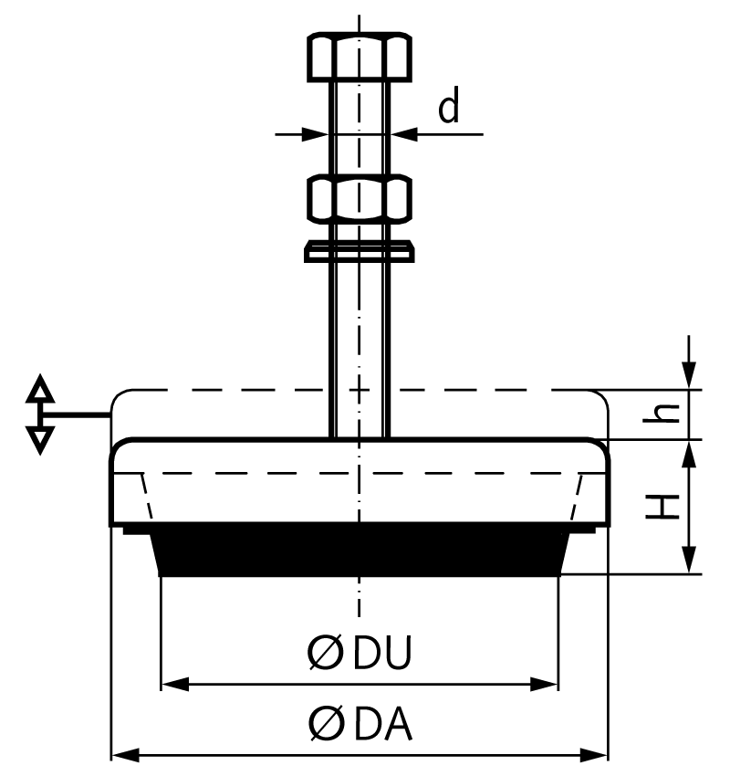 Machine mount KA with chromated steel plate and vacuum profile outer diameter 200mm