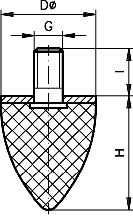 Rubber-metal buffer KP diameter 35mm height 40mm thread M8x20