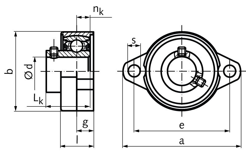 Ball flange bearing SSKFL 004 bore 20mm housing and bearing stainless steel