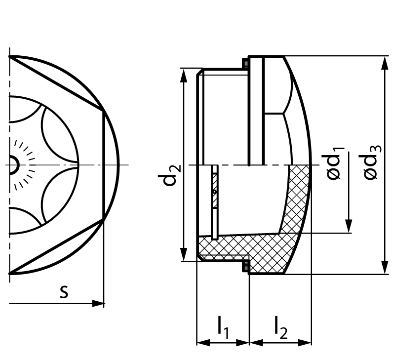 Oil-level sight glass 541 Polyamid PA-T sight window 22mm thread M30x1.5