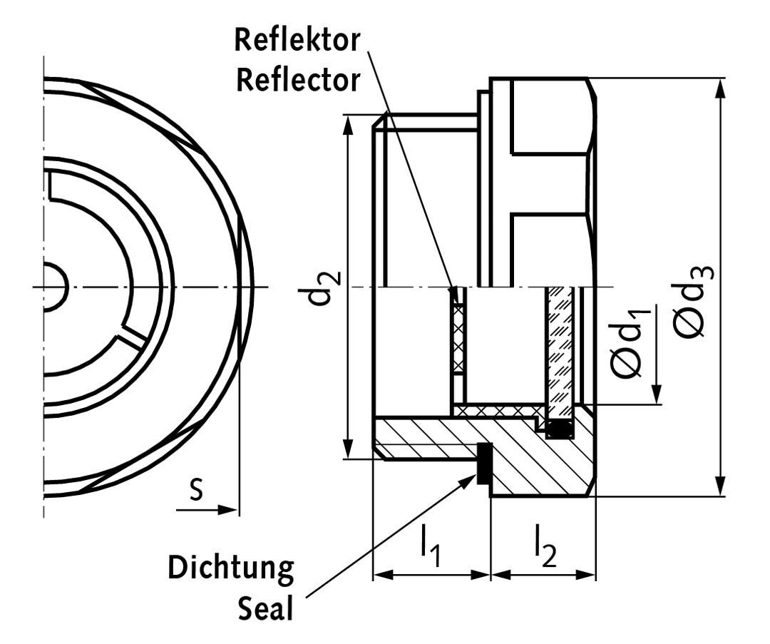 Oil-level sight glass 743.1 temperature resistant up to 180°C outer diameter 32mm thread M 26×1,5