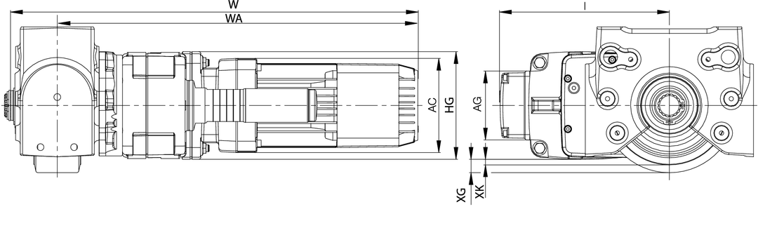 Geared motor RBM/I for travel-wheel system RB/I size 200 motor type 90B8/2 400V 50Hz shaft diameter 35mm i=23:1