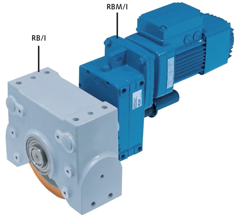 Geared motor RBM/I for travel-wheel system RB/I size 200 motor type 90B8/2 400V 50Hz shaft diameter 35mm i=23:1