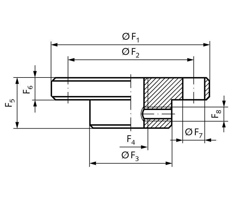 Flange plate for worm gear screw jack NPT and NPK version A and B size 1 outer Ø 65mm M12