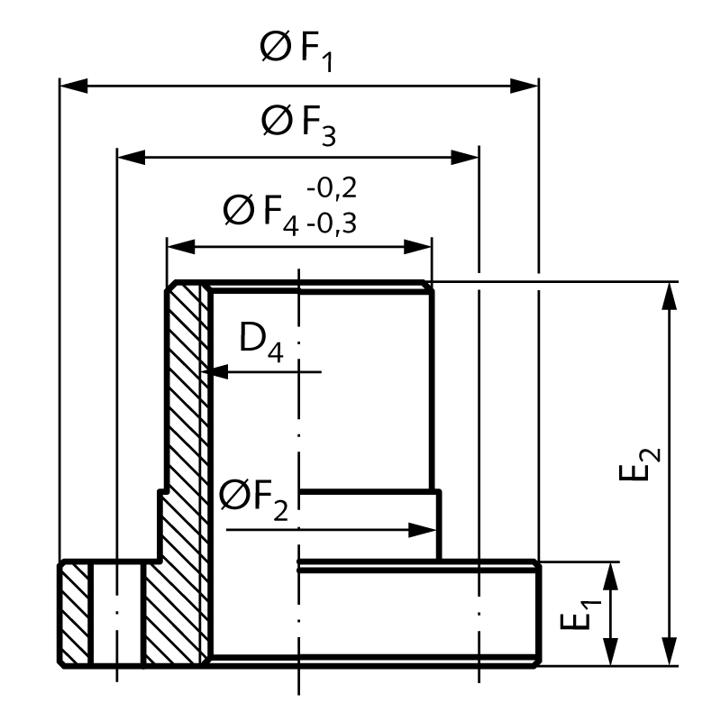 Travelling nut for worm gear screw jack NPT version C size 1 with trapezoidal thread Tr. 18×4