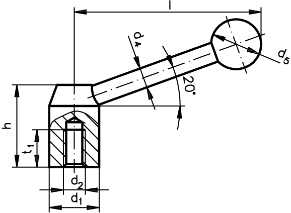 Control lever with longer hub 2120 St shape E diameter 40mm
