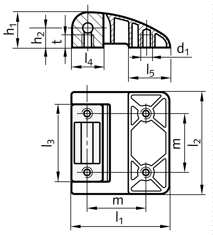 Hinge M138 Zinc die casting, plastic coated black, 40x42mm