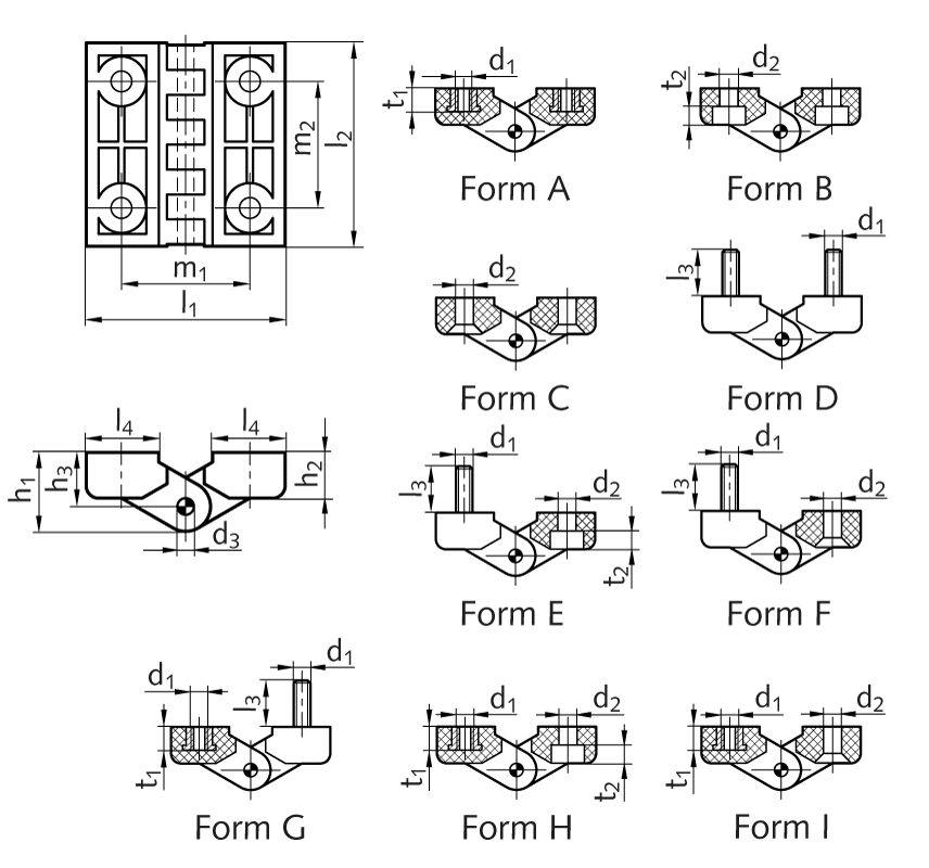 Hinge M151 plastic, type A, 48x49mm