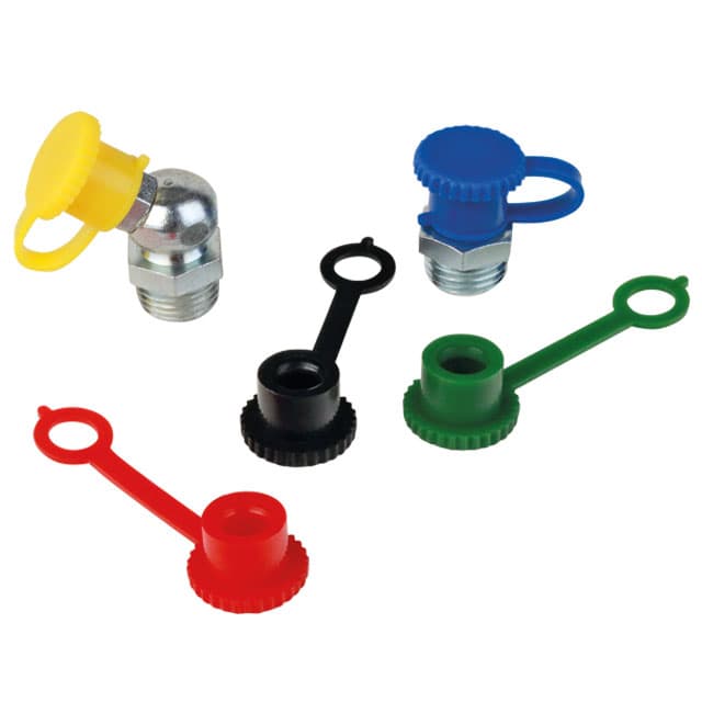 Protective cap with bracket for hydraulic grease nipple DIN 71412 green